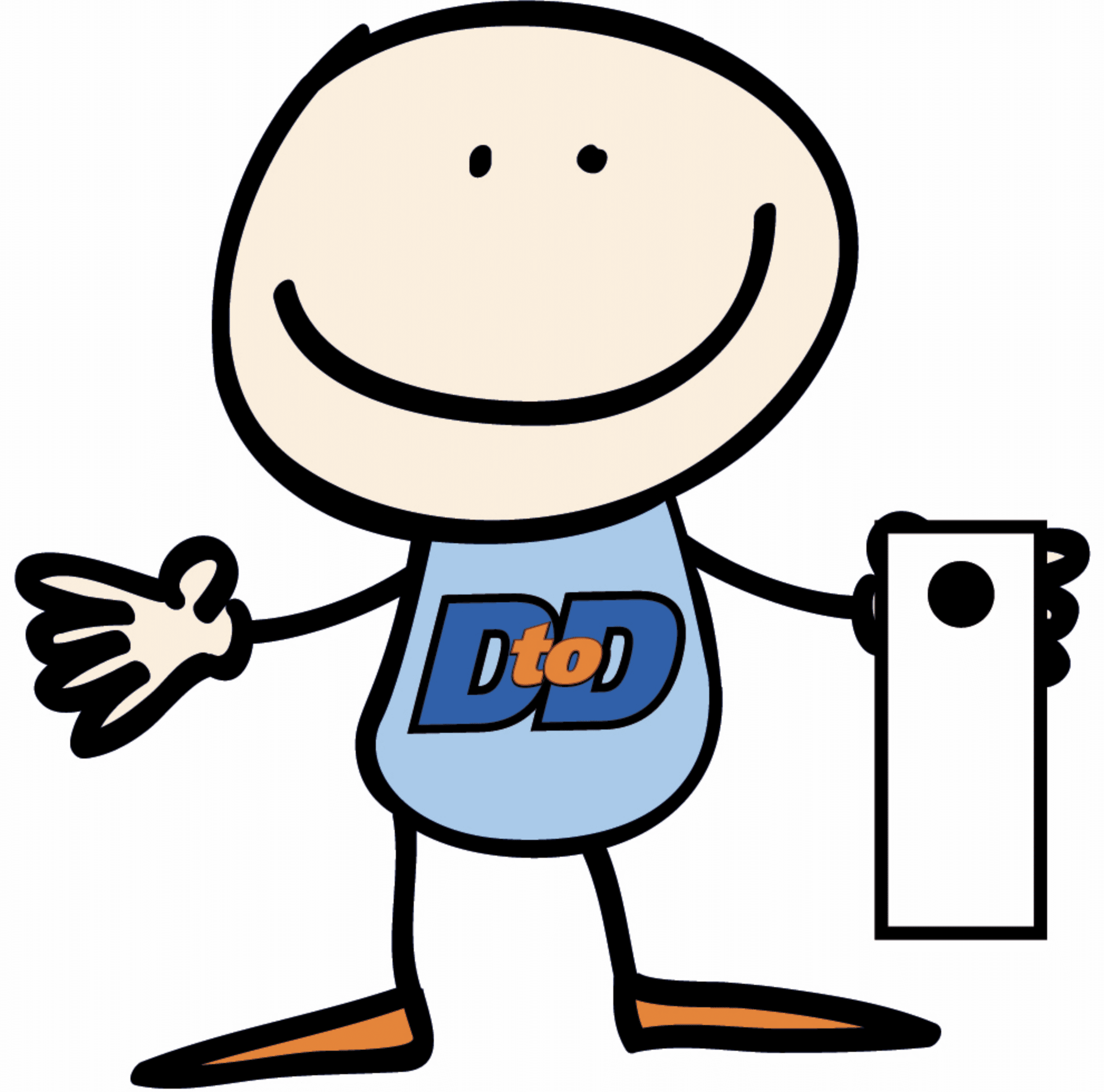 Direct to Door mascot holding a door hanger for Phoenix distribution