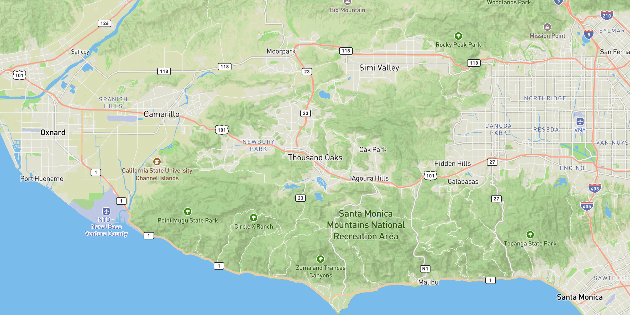 Thousand Oaks CA Door Hanger Distribution | Direct to Door 1 Thousand Oaks California door hanger distribution coverage map showing Ventura County and surrounding Conejo Valley communities