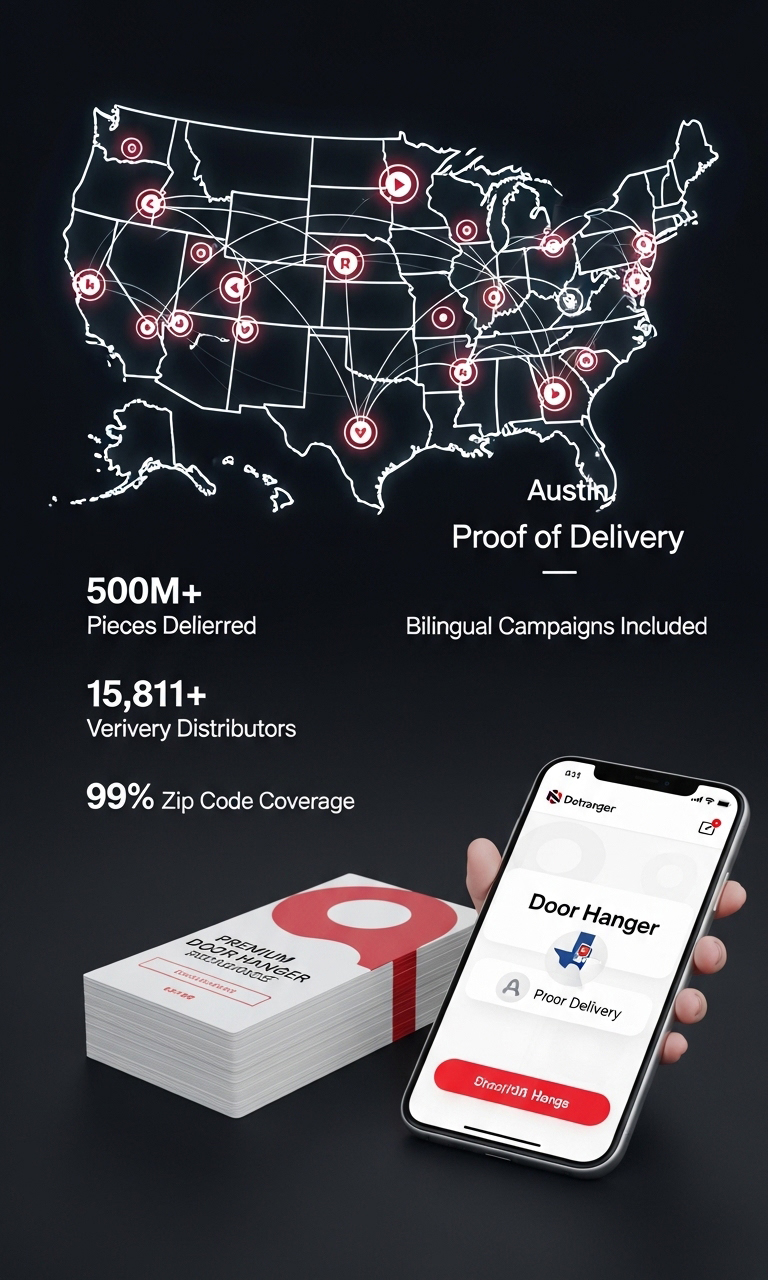 Direct to Door Marketing flyer distribution team near Austin Sixth Street entertainment district