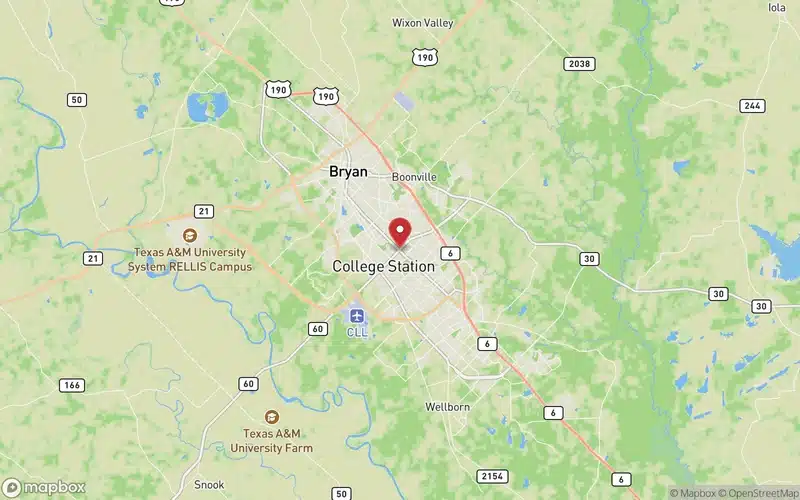 Direct to Door Marketing coverage map showing flyer delivery zones across College Station and Bryan, Texas