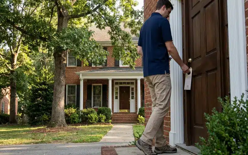 Greensboro Flyer Delivery | Door-to-Door Distribution | Guilford County NC 1 Professional distributor delivering flyers door-to-door in Greensboro North Carolina
