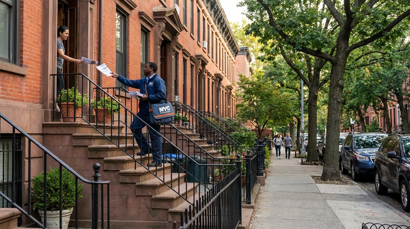 Professional door hanger distribution in New York