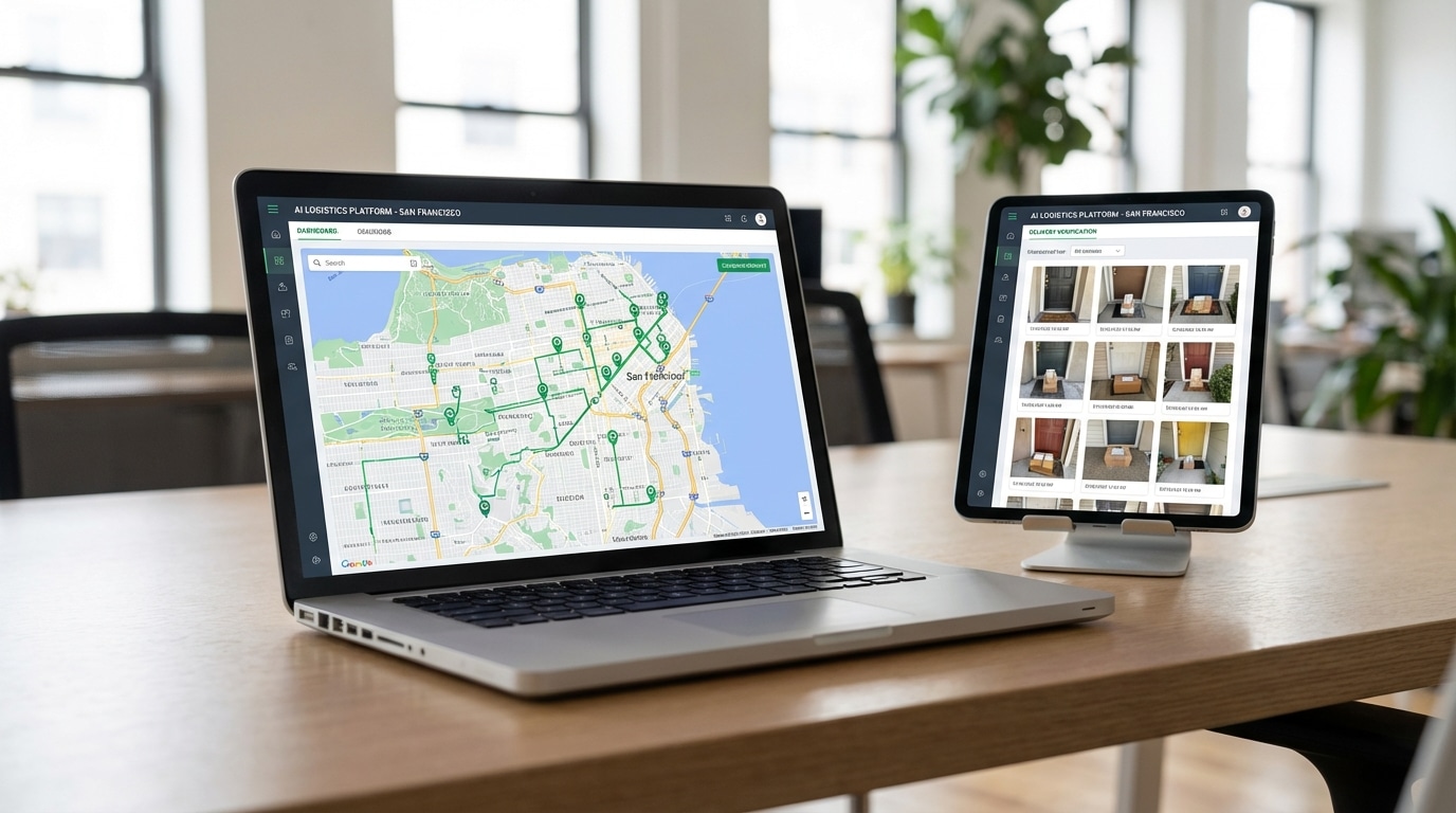 Direct to Door AI Management Platform showing real-time delivery tracking dashboard for San Francisco door hanger distribution campaign