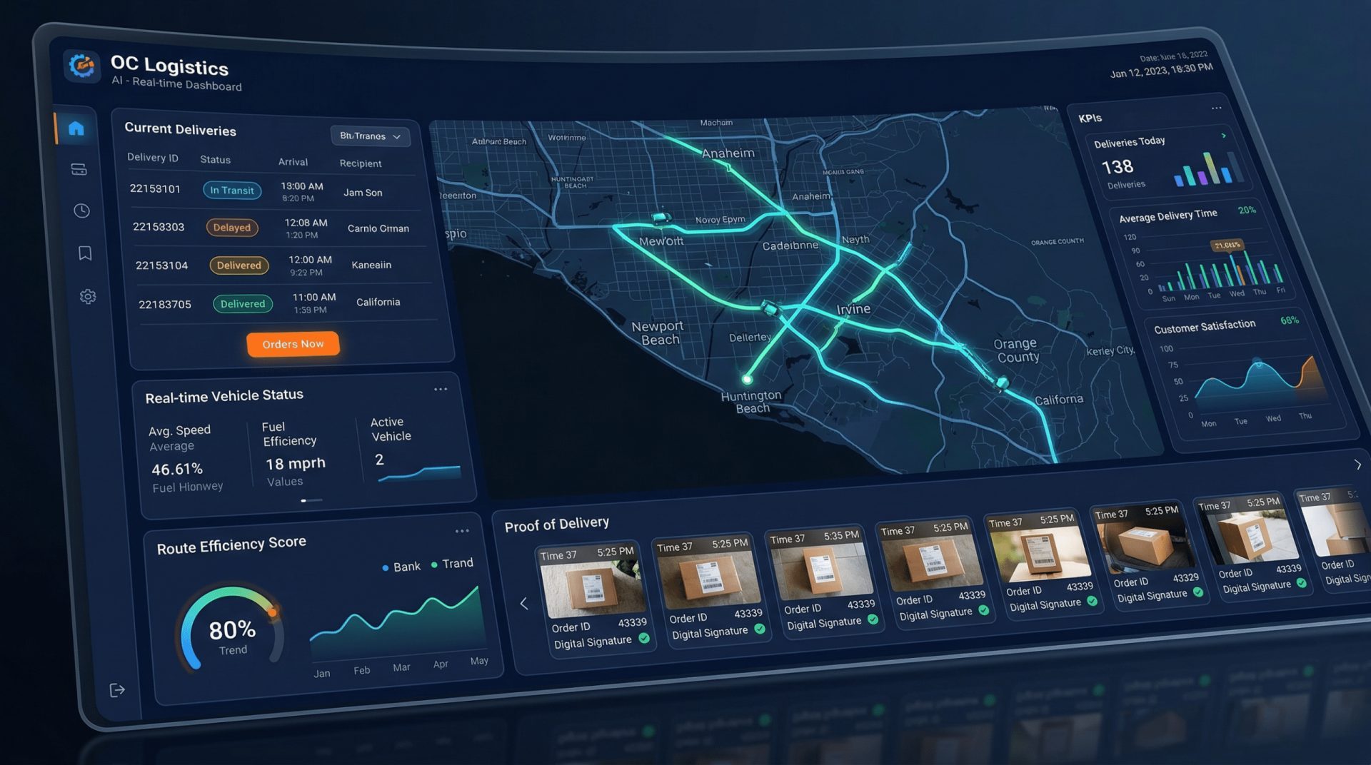 AI Management Platform dashboard showing Orange County flyer distribution tracking