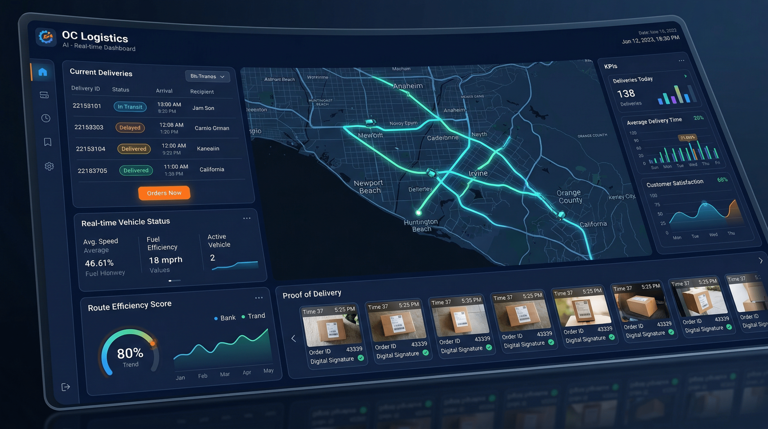 AI Management Platform dashboard showing Orange County flyer distribution tracking