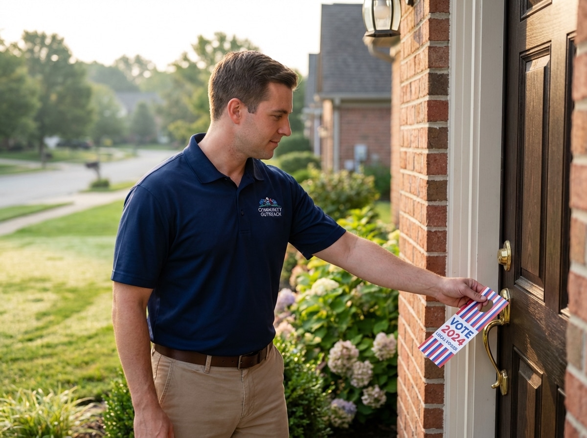 Municipal political campaign voter outreach flyer distribution