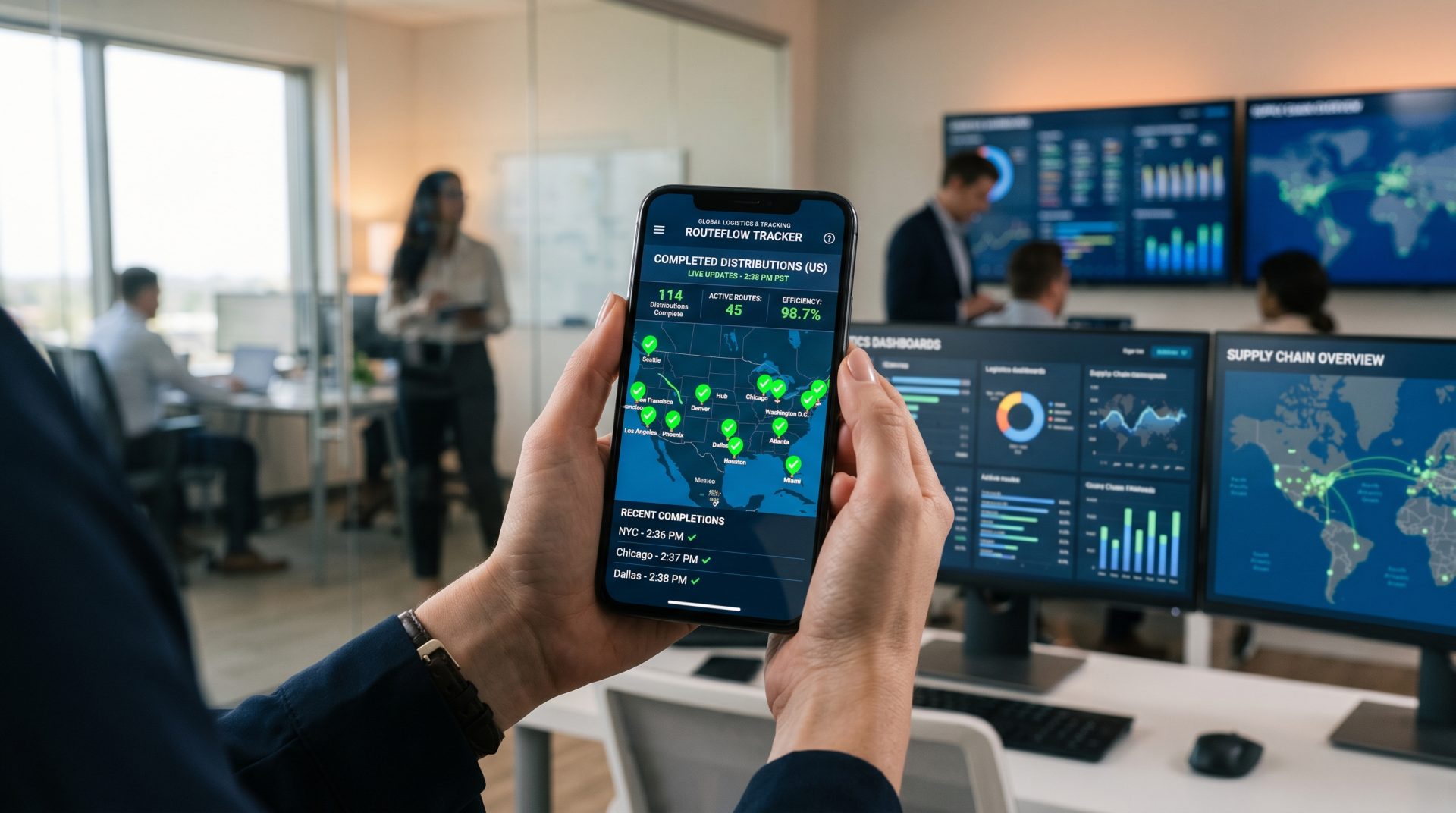 AI Management Platform national dashboard showing coast-to-coast distribution tracking and Proof of Delivery