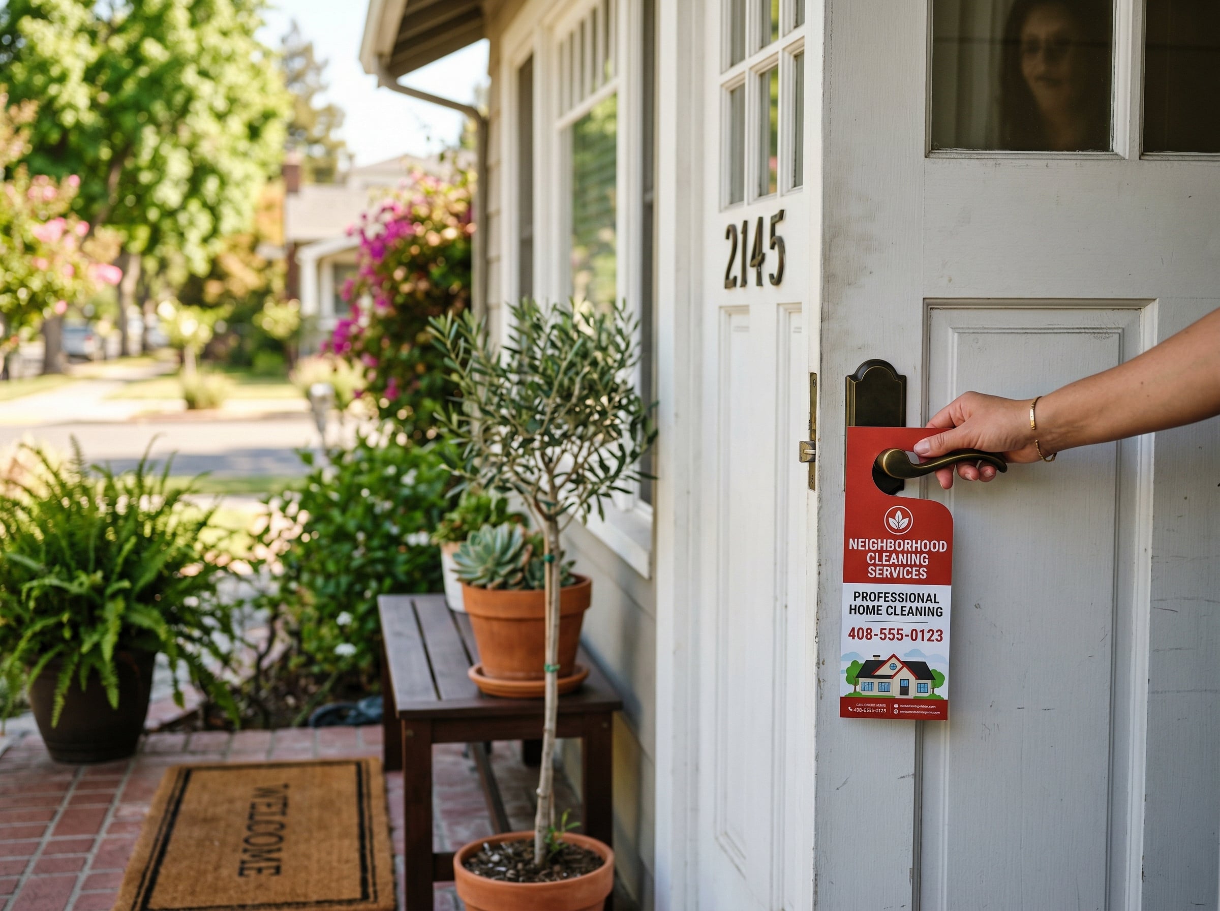 Professional distributor delivering flyers door-to-door as part of DTD's 7-step distribution process