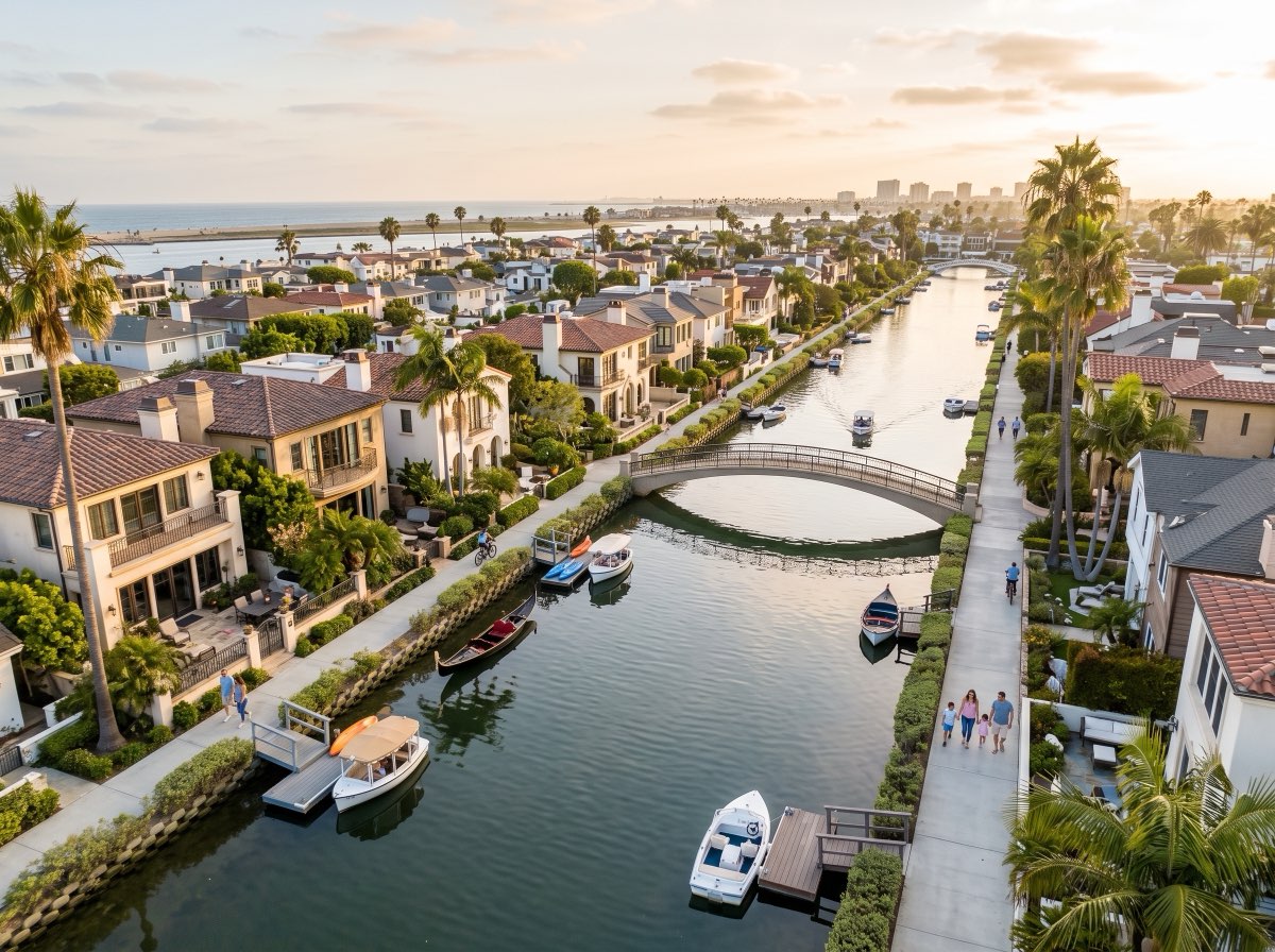 Naples Island canal homes in Long Beach California
