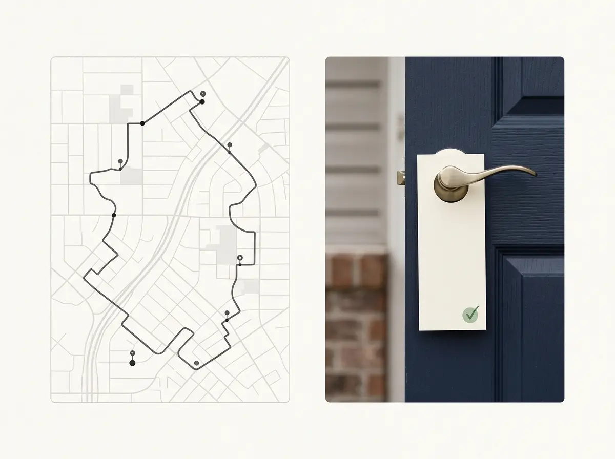 Comparison of route-map activity versus photographic proof of placement.