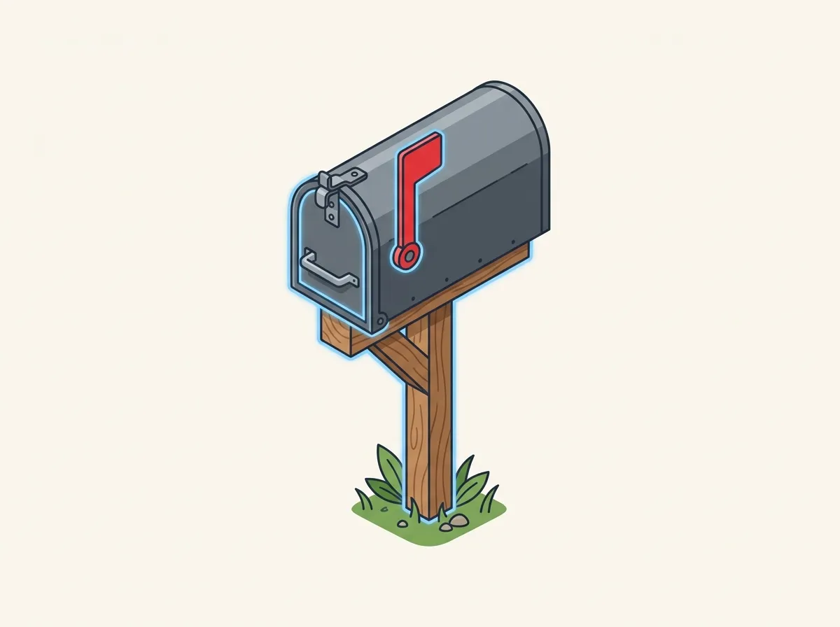 Diagram showing the parts of a USPS mailbox reserved for stamped mail.