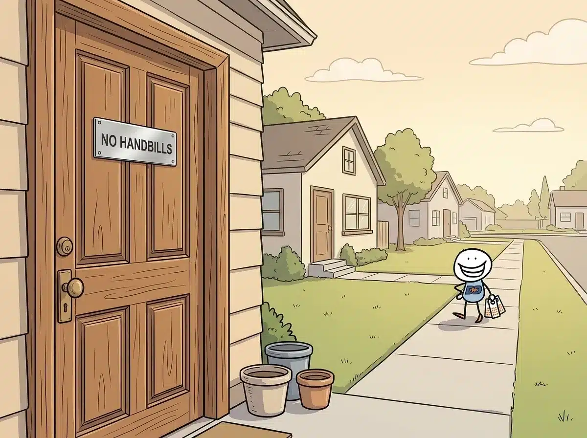 Posted no-handbills sign; distributor skips the residence.